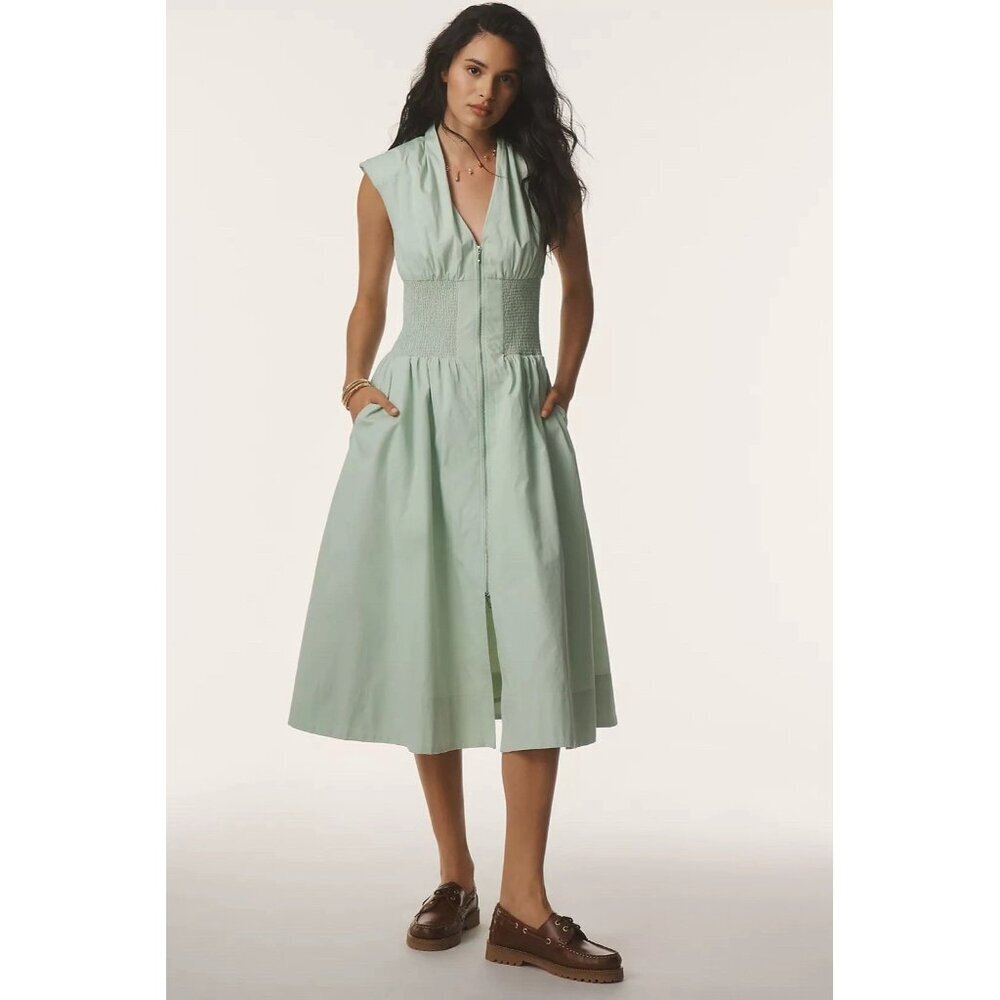 NWT Size M - Anthropologie The Tommie Cotton Zip-Front Midi Dress (NWT US$ 178)